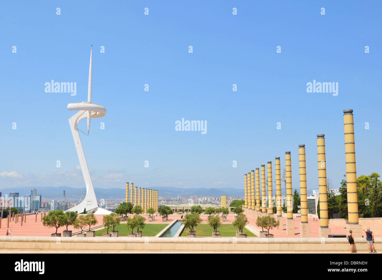 Barcelone, Espagne : Panorama du stade olympique de Montjuïc de Barcelone, le stade principal pour les Jeux Olympiques d'été de 1992 Banque D'Images