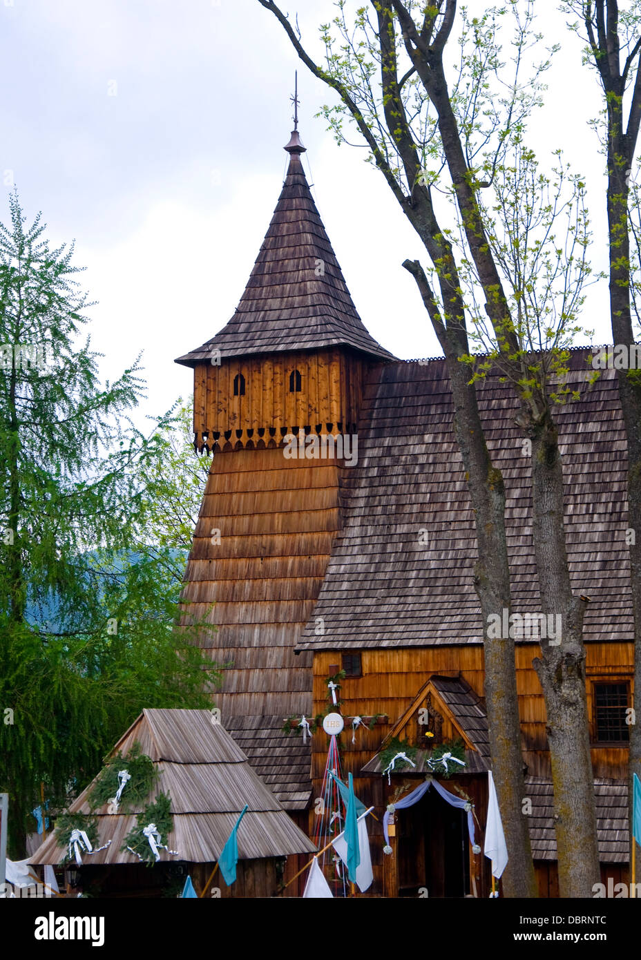 Église en bois, Carpates, Pologne Banque D'Images