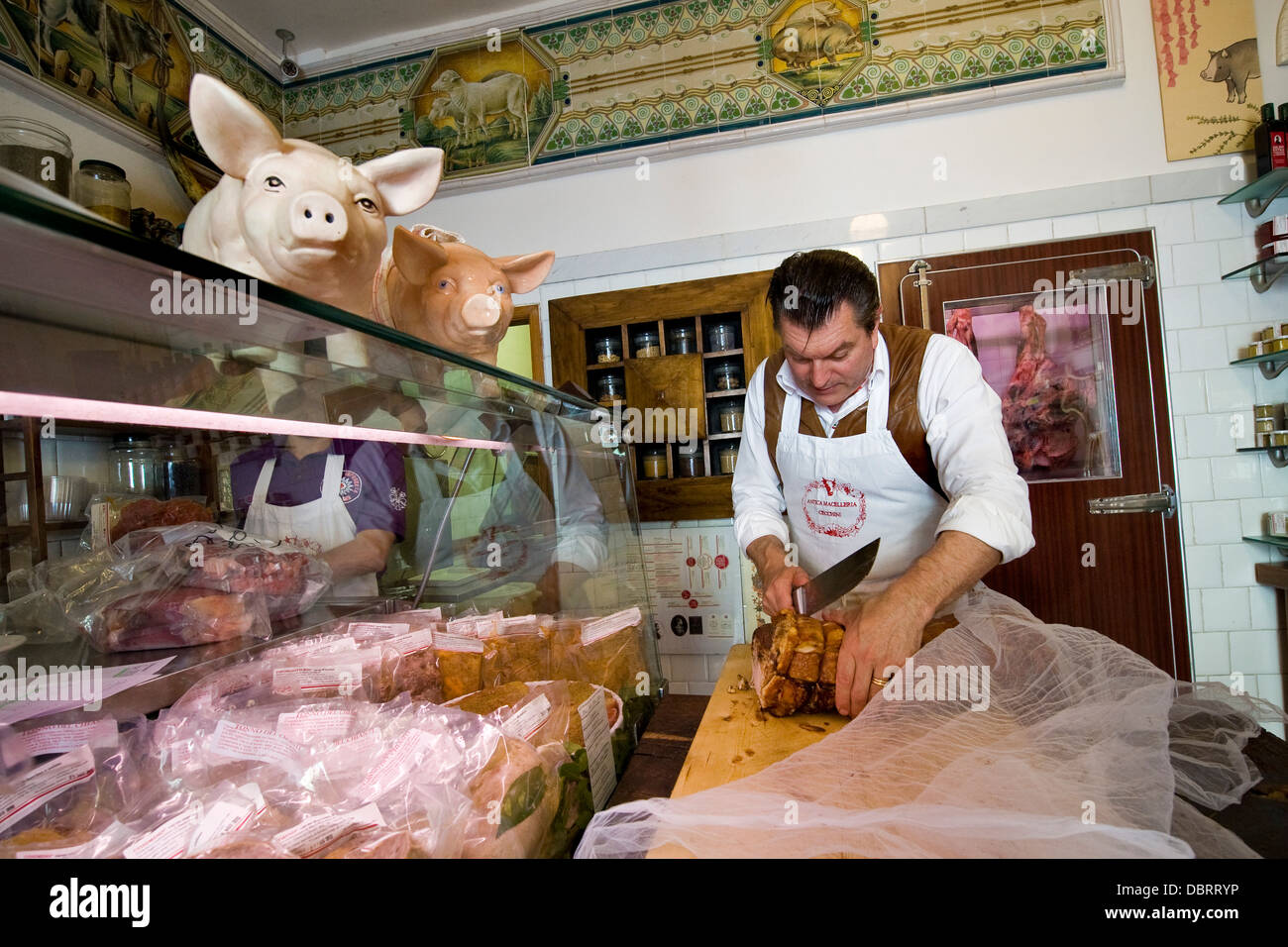 Italie, Toscane, Panzano in Chianti, boucher Dario Cecchini, M. Dario Cecchini Banque D'Images