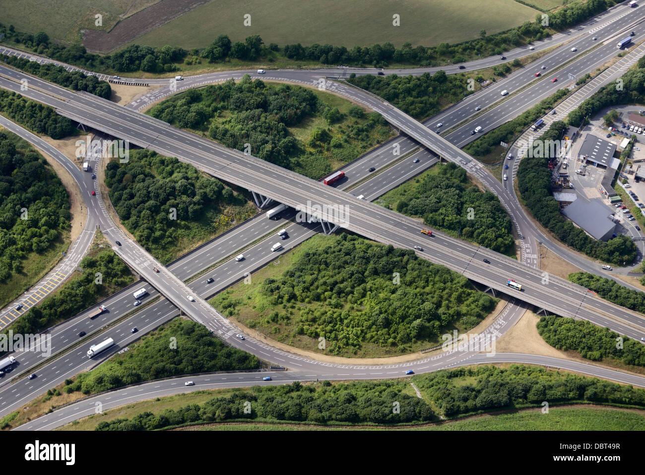 Vue aérienne de l'autoroute M5 (J11) Banque D'Images