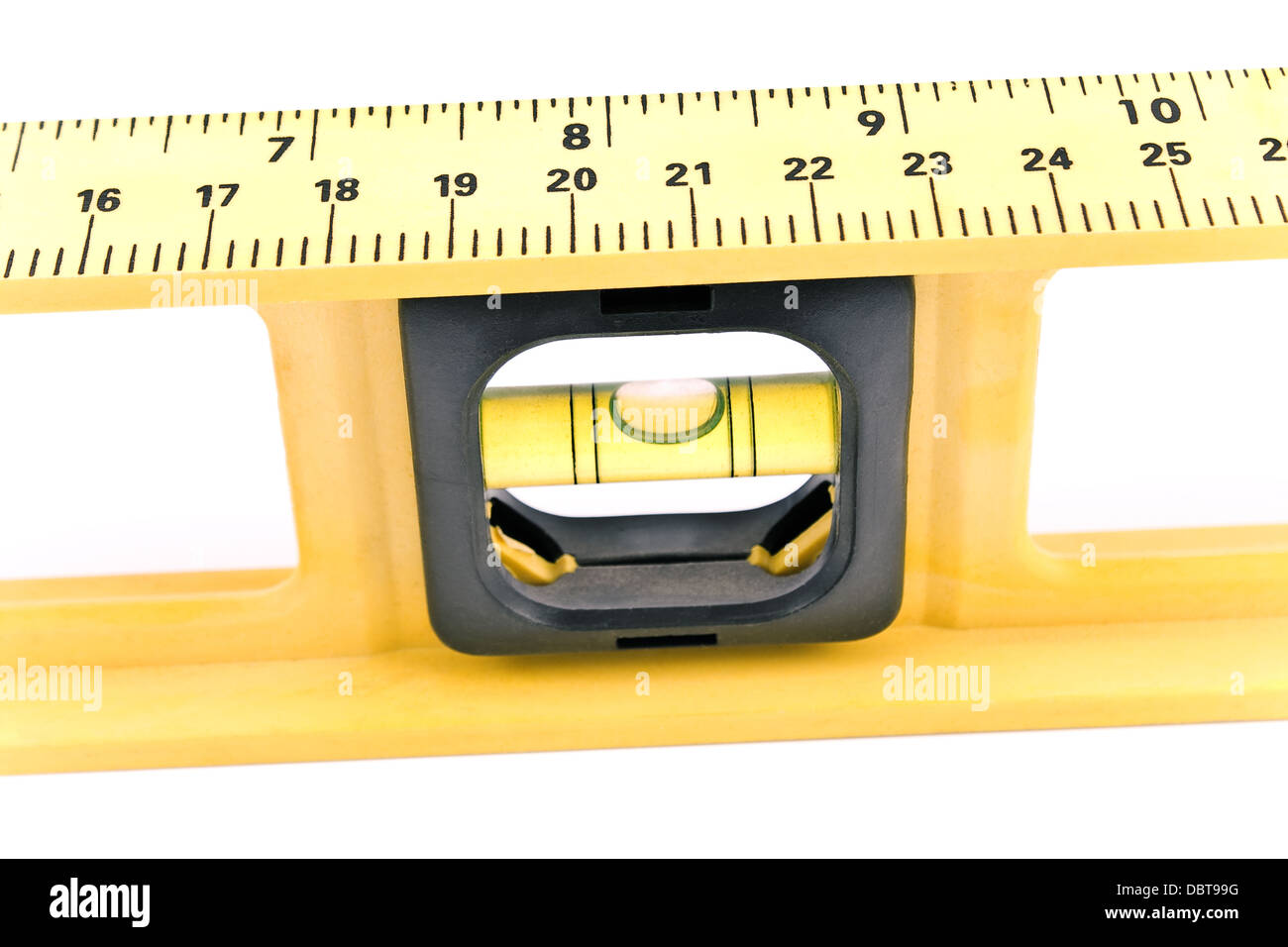 Macro d'une bulle de niveau Jaune sur blanc Banque D'Images