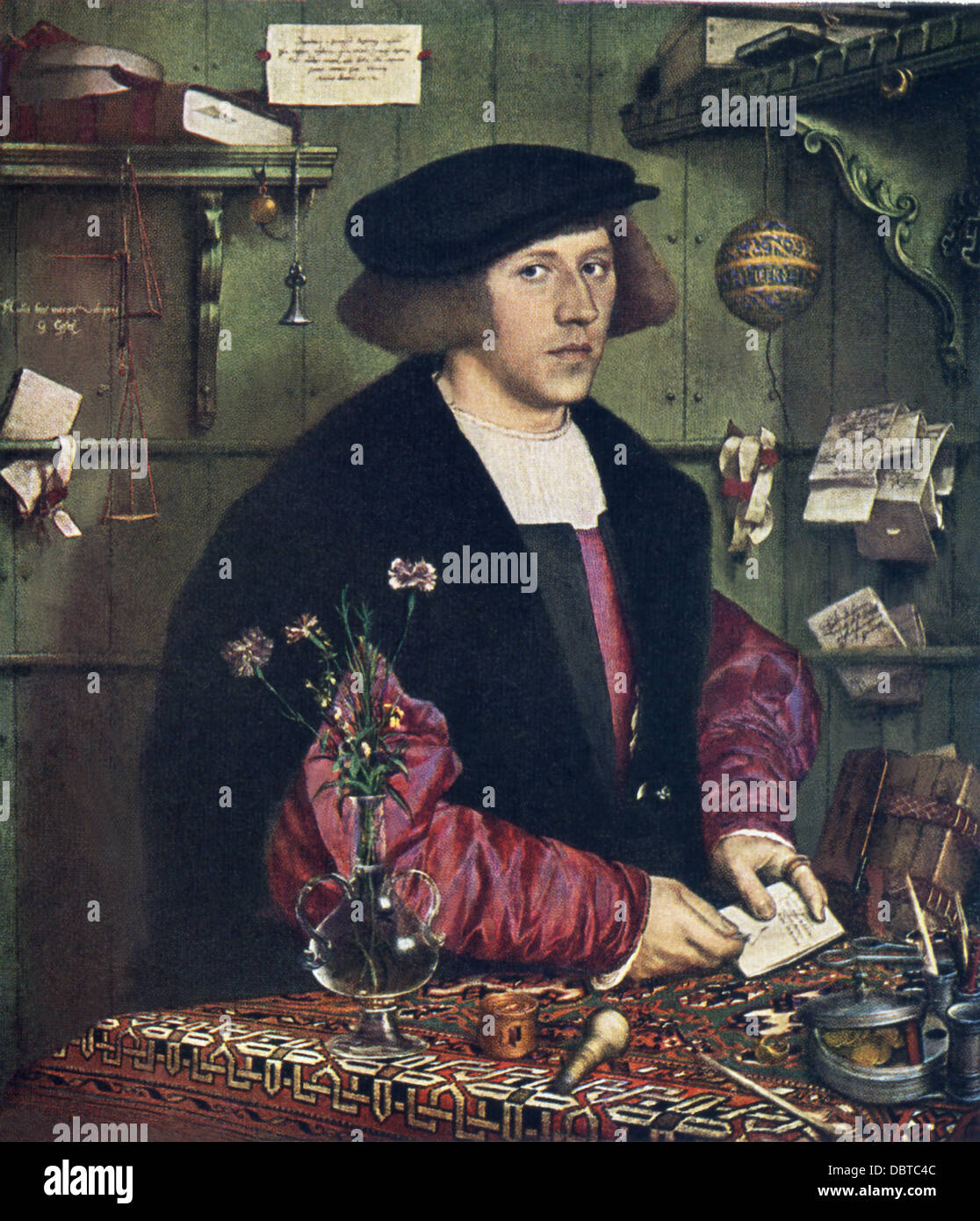 Hans Holbein le Jeune (1497-1543), artiste exceptionnel de la Renaissance allemande, George Gisze peint. Banque D'Images