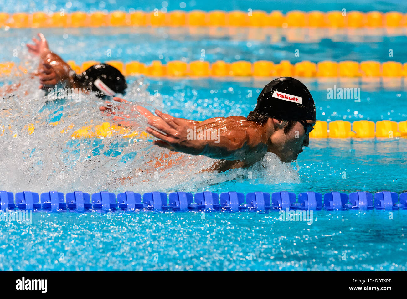 Barcelone, Espagne. Août 4th, 2013 : le Japonais Kosuke Hagino en compétition dans l'épreuve du 400m quatre nages individuel à la 15e finale des Championnats du Monde FINA à Barcelone. Credit : matthi/Alamy Live News Banque D'Images