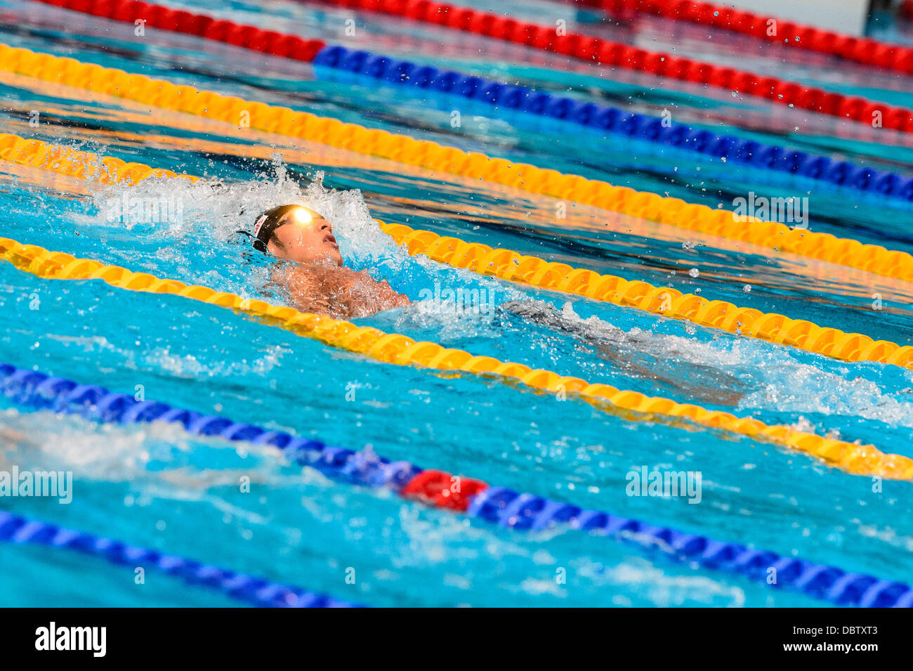 Barcelone, Espagne. Août 4th, 2013 : le Japon a Seto Daiya or dans les yeux tandis qu'il est en compétition dans l'épreuve du 400m quatre nages individuel à la 15e finale des Championnats du Monde FINA à Barcelone. Credit : matthi/Alamy Live News Banque D'Images