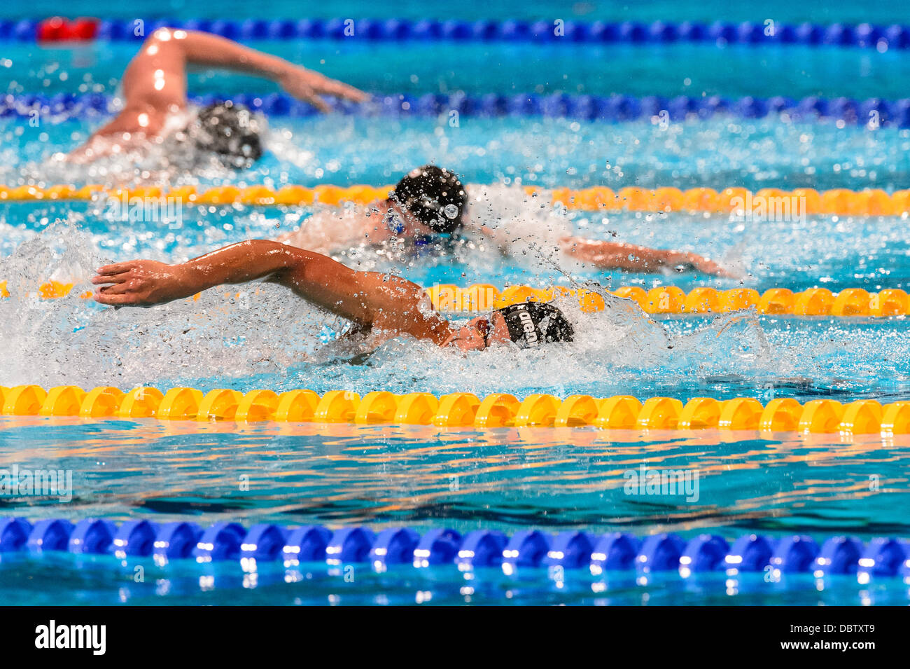 Barcelone, Espagne. Août 4th, 2013 : Le Japon est en concurrence dans le Seto Daiya men's 400m quatre nages individuel à la 15e finale des Championnats du Monde FINA à Barcelone. Credit : matthi/Alamy Live News Banque D'Images