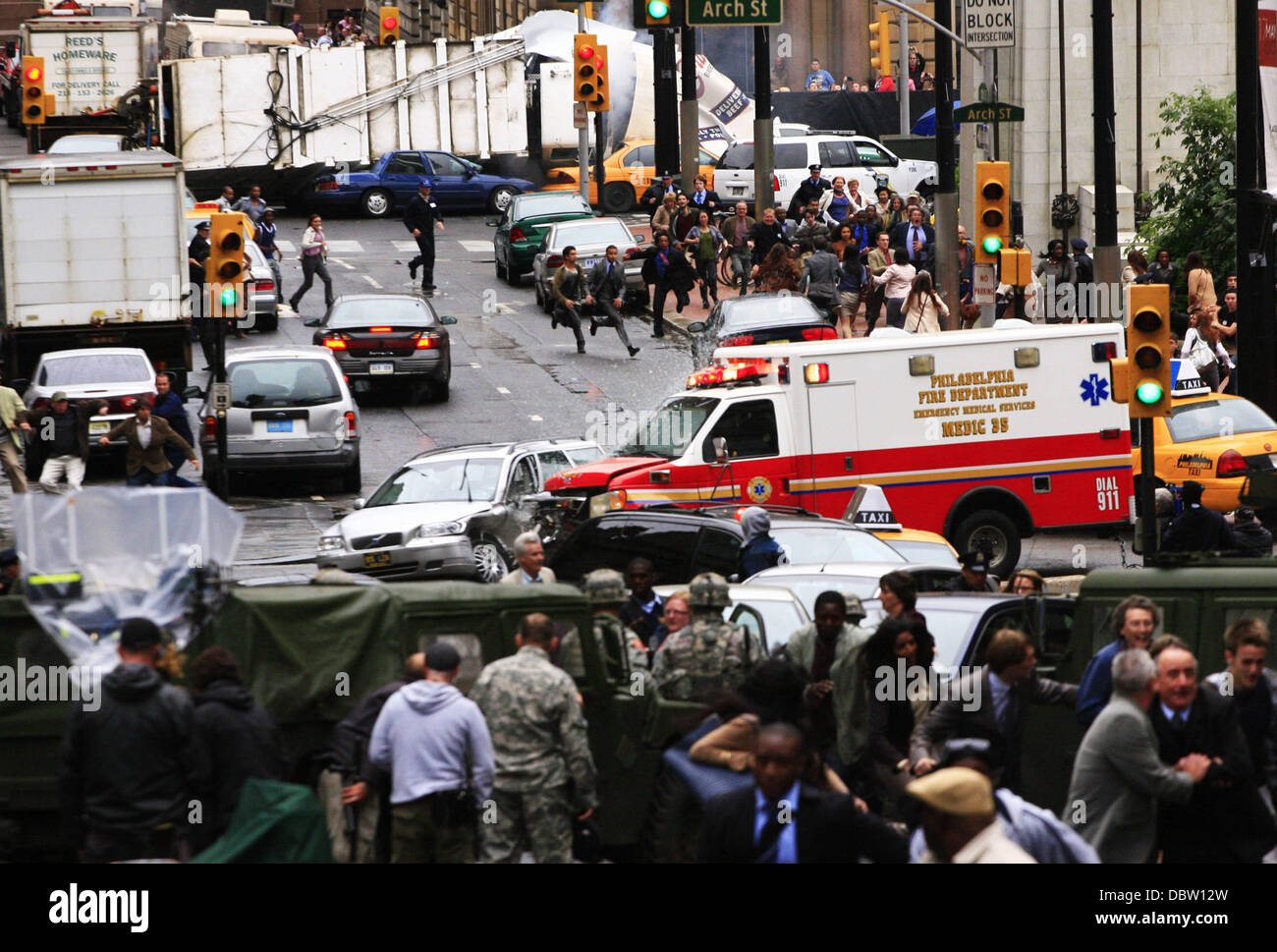 'Atmosphère World War Z' tournage sur location Glasgow, Écosse - 23.08.11 Banque D'Images