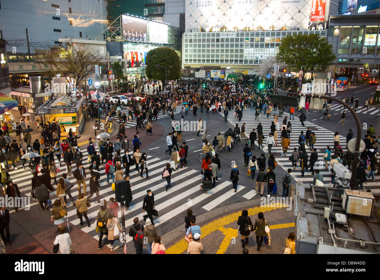 Les personnes qui traversent la rue la plus animée traversée, croisement de Shibuya, Tokyo, Japon, Asie Banque D'Images