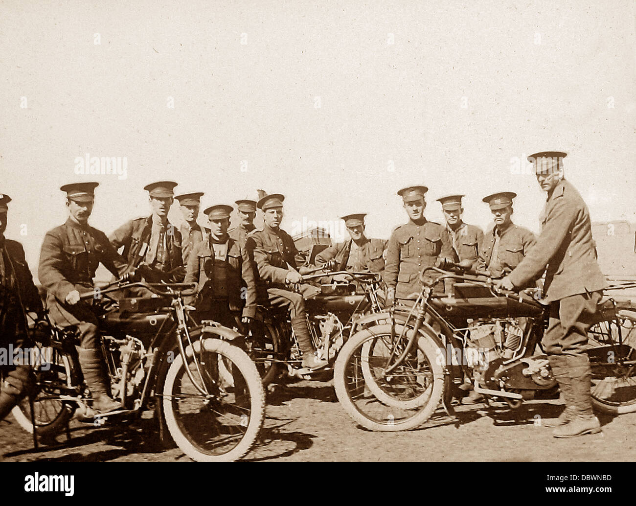 Les troupes britanniques à motocyclette pendant la WW1 Banque D'Images