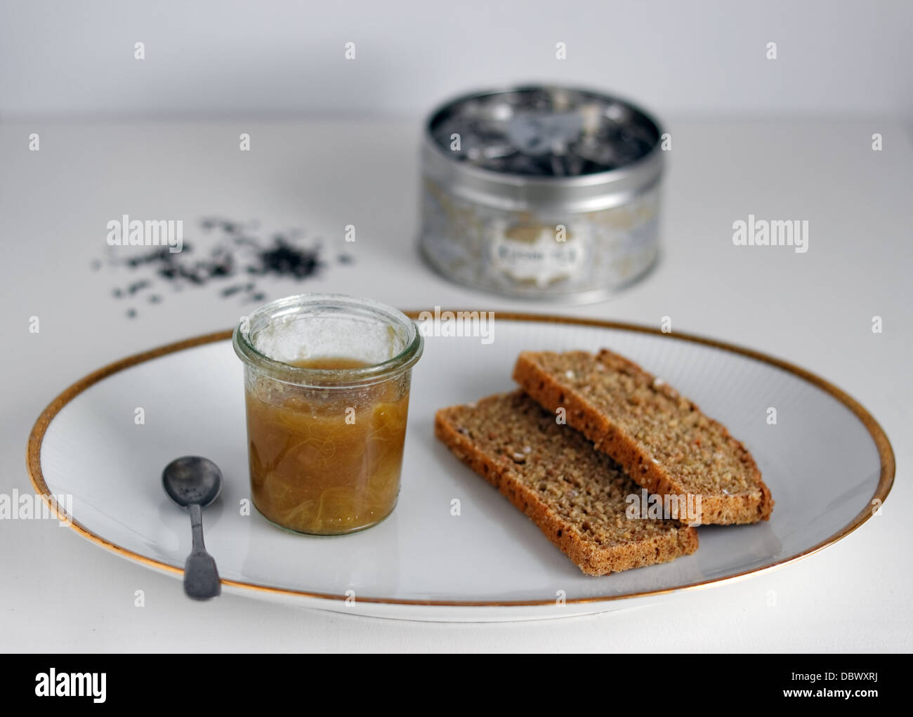 Confiture de rhubarbe Banque D'Images