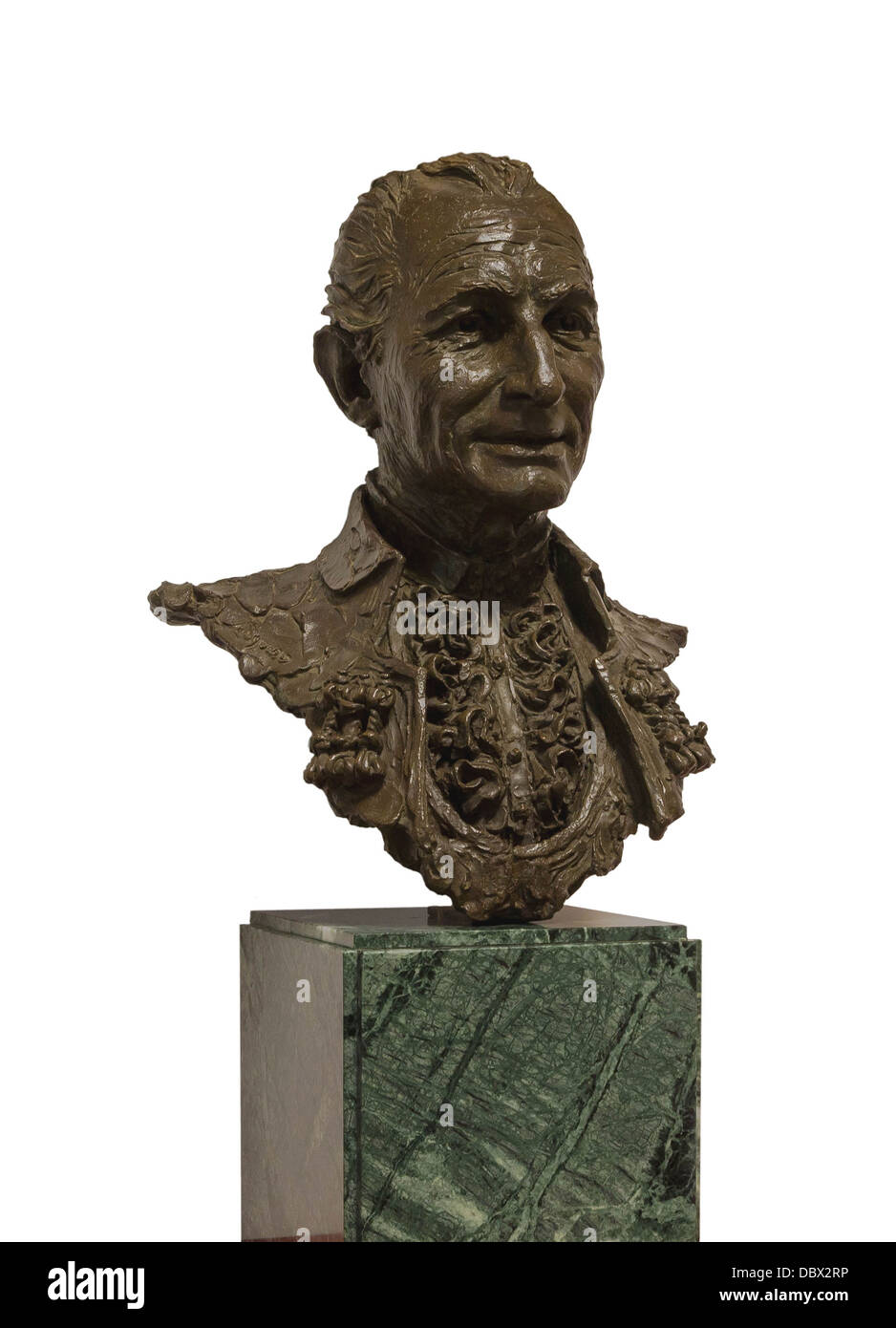 Buste en bronze de Angel Peralta, un célèbre rejoneador andalou, par Luis Sanguino, musée de la Real Maestranza, Séville, Espagne. Banque D'Images