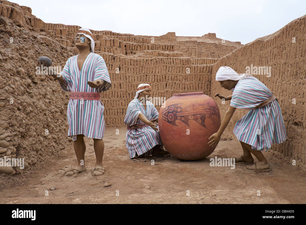 La demeure de Huaca Pucllana, un ancien temple dans le quartier Miraflores de Lima au Pérou. Banque D'Images