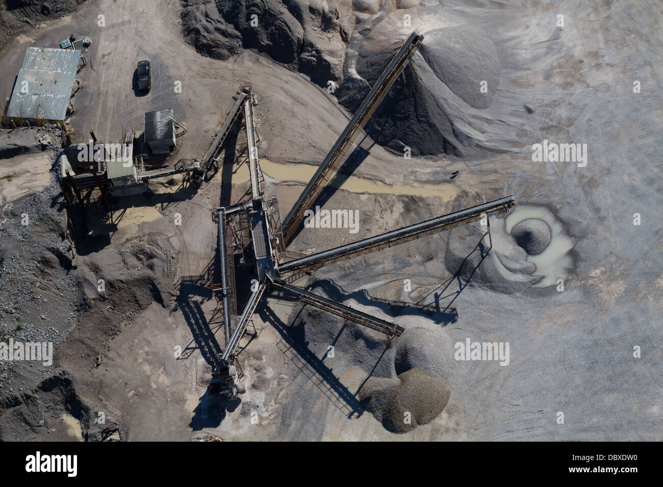 Vue aérienne de l'équipement à une carrière de roche Banque D'Images