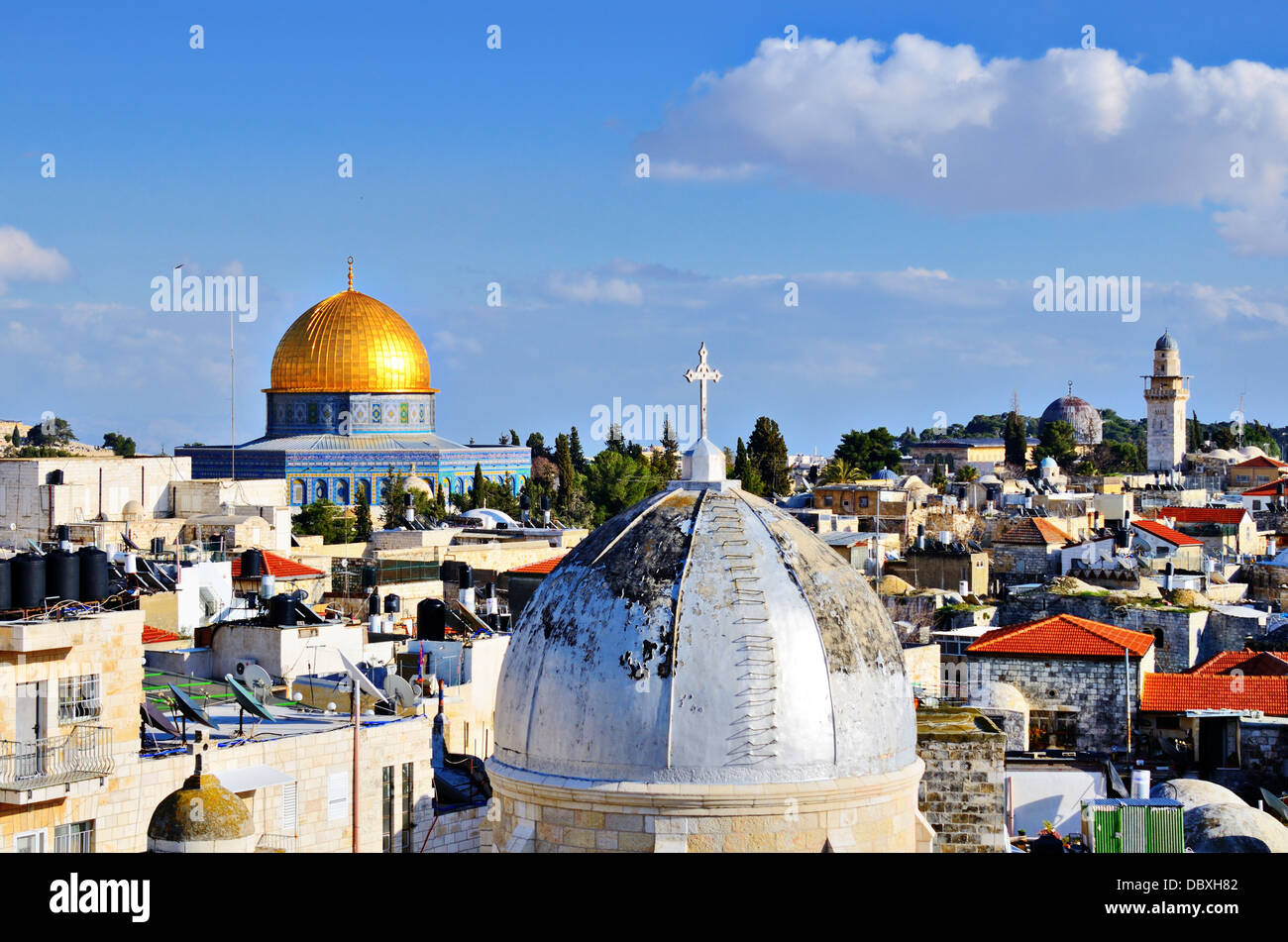 Les toits de la vieille ville de Jérusalem, Israël. Banque D'Images