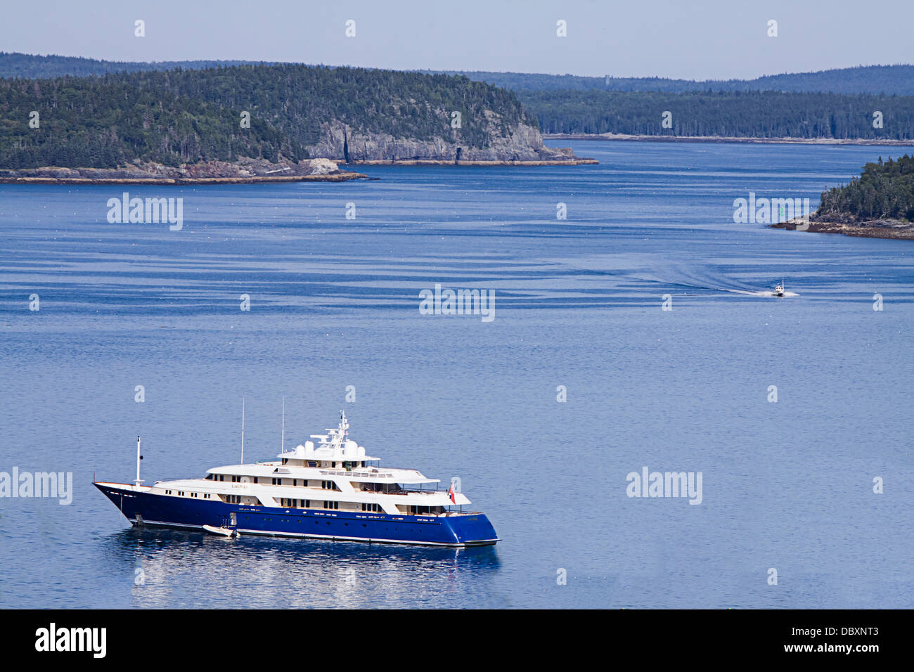 Laurel,240 yacht yacht pied ancré dans la baie Frenchman, Acadia National Park, Maine Banque D'Images