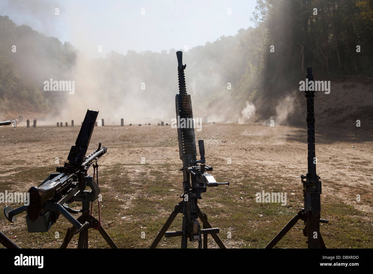 Le bouton Creek Machine Gun Shoot. Banque D'Images
