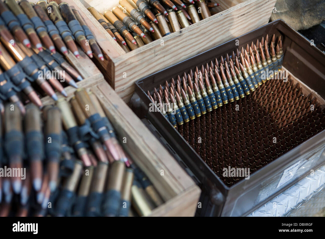 Le bouton Creek Machine Gun Shoot. Banque D'Images