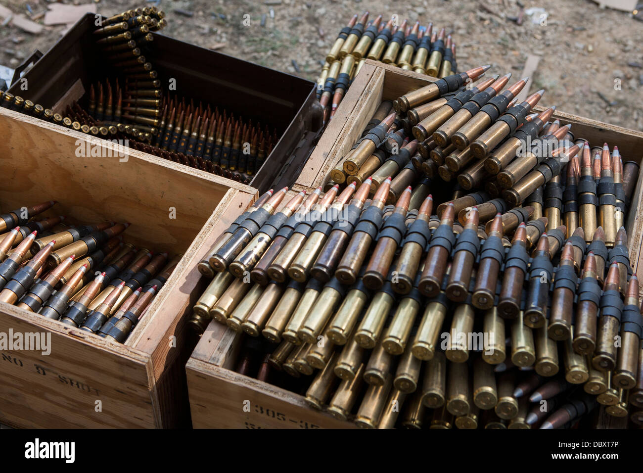 Le bouton Creek Machine Gun Shoot. Banque D'Images