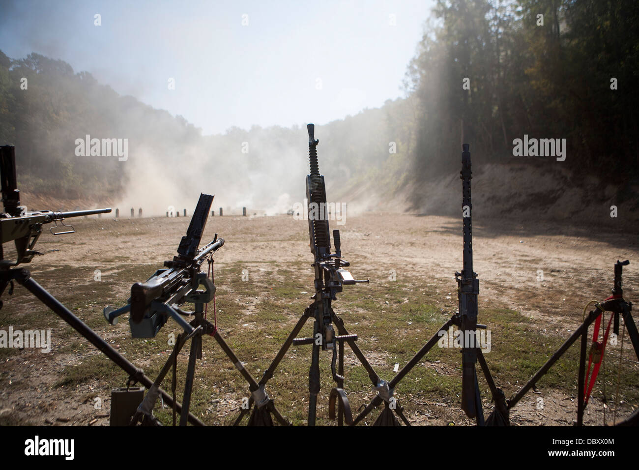 Le bouton Creek Machine Gun Shoot. Banque D'Images