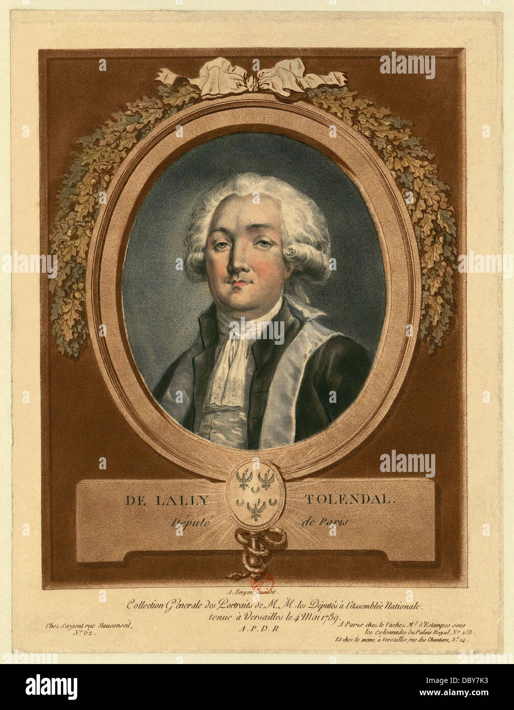 Gérard de Lally-Tollendal (1751 - 1830), homme politique français, durant la Grande Révolution Française Banque D'Images