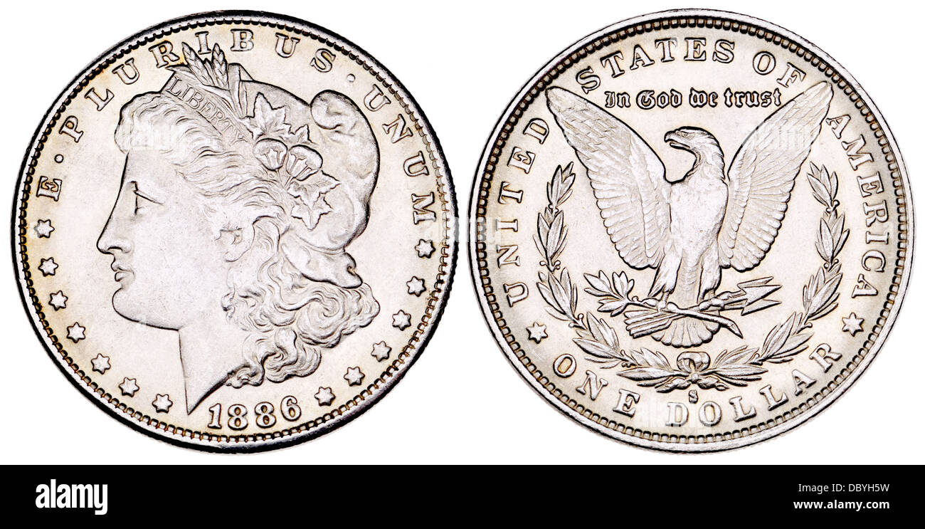 Morgan Dollar US (1886) pièce d'argent Banque D'Images