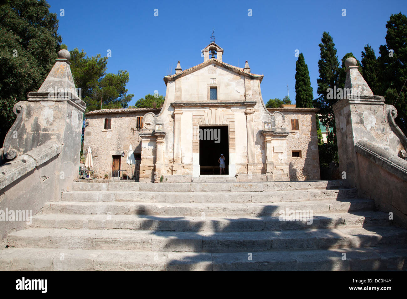 Chapelle en haut calvaire365 Calvari Étapes dans la vieille ville de Pollensa sur l'île de Majorque dans les îles Baléares Banque D'Images