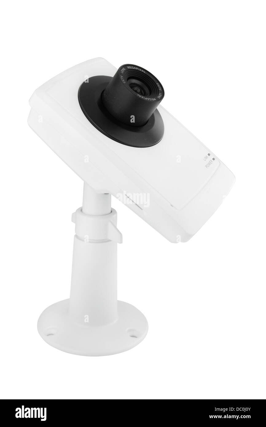 Caméra de sécurité sur fond blanc Banque D'Images