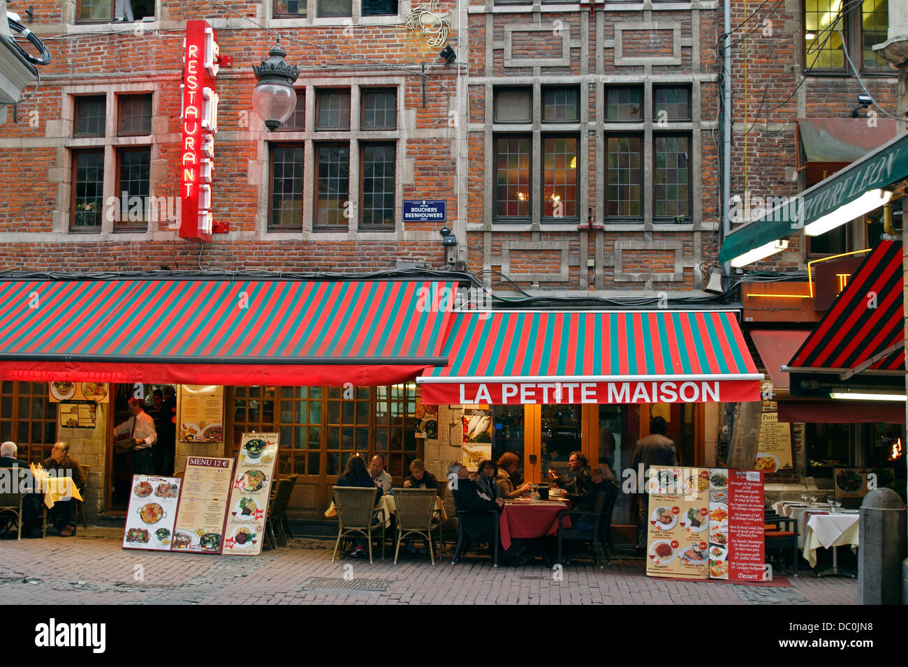 Bruxelles Belgique Europe Grand Platz Rue des Bouchers restaurant Banque D'Images