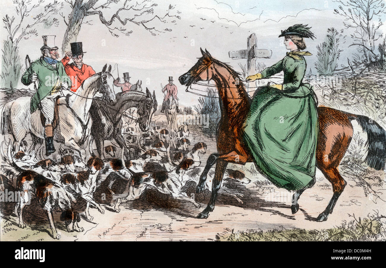Années 1800, Mlle DE GLANCEY SÉDUIT LE COMTE DE DEMANDER À MAMAN OU ROTURIER PLUS RICHES EN ANGLETERRE PAR SURTEES ARTISTE LEECH Banque D'Images