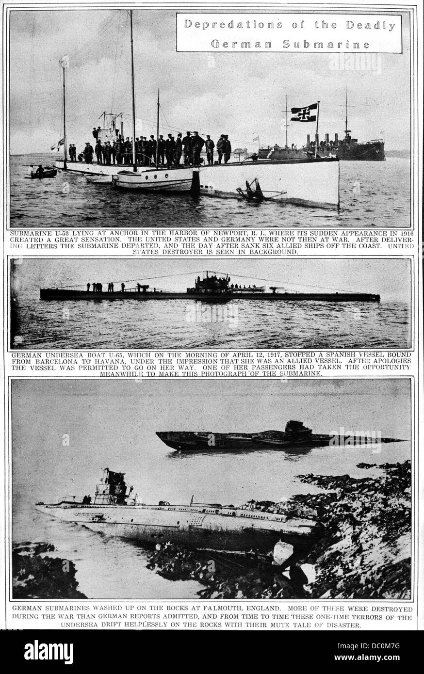 1918 TROIS PHOTOGRAPHIES DIVERSES SOUS-MARIN ALLEMAND U-BOOT Banque D'Images