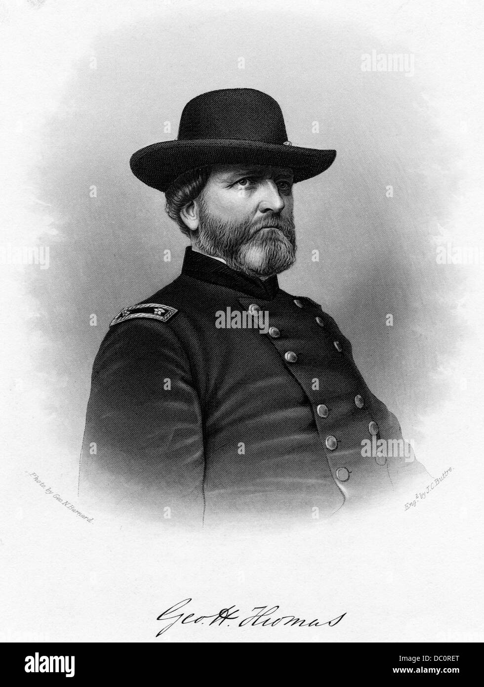 Années 1800 Années 1860 PORTRAIT DU MAJOR-GÉNÉRAL GEORGE H THOMAS Commandeur principal de l'ARMÉE DE L'UNION DANS L'OUEST THÉÂTRE DE GUERRE CIVILE AMÉRICAINE Banque D'Images