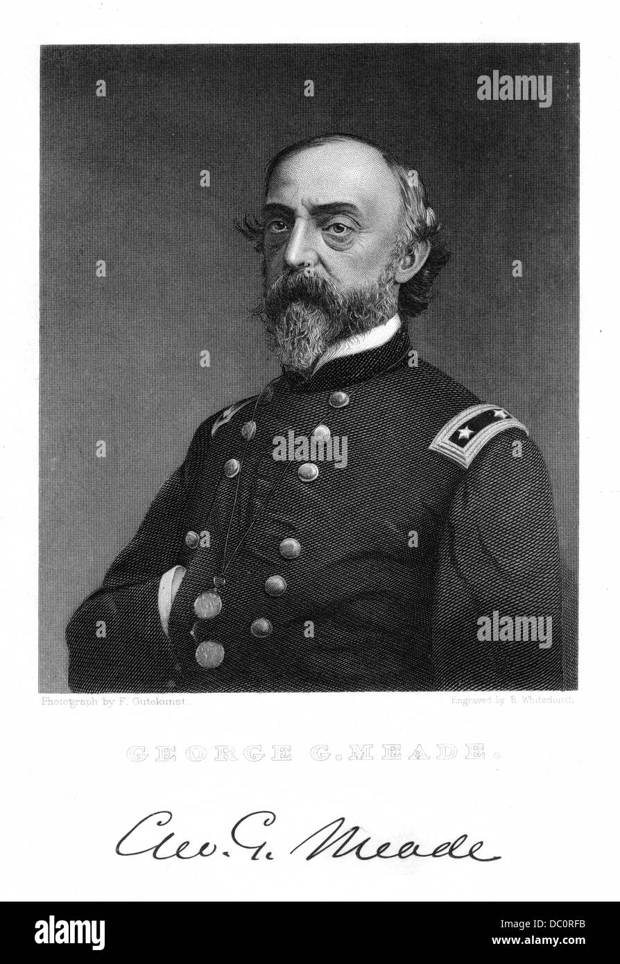 Années 1800 Années 1860 PORTRAIT GÉNÉRAL DE L'ARMÉE DE L'UNION GEORGE G MEADE DURANT LA GUERRE CIVILE AMÉRICAINE DÉFAIT ROBERT E LEE À GETTYSBURG JUILLET 1863 Banque D'Images