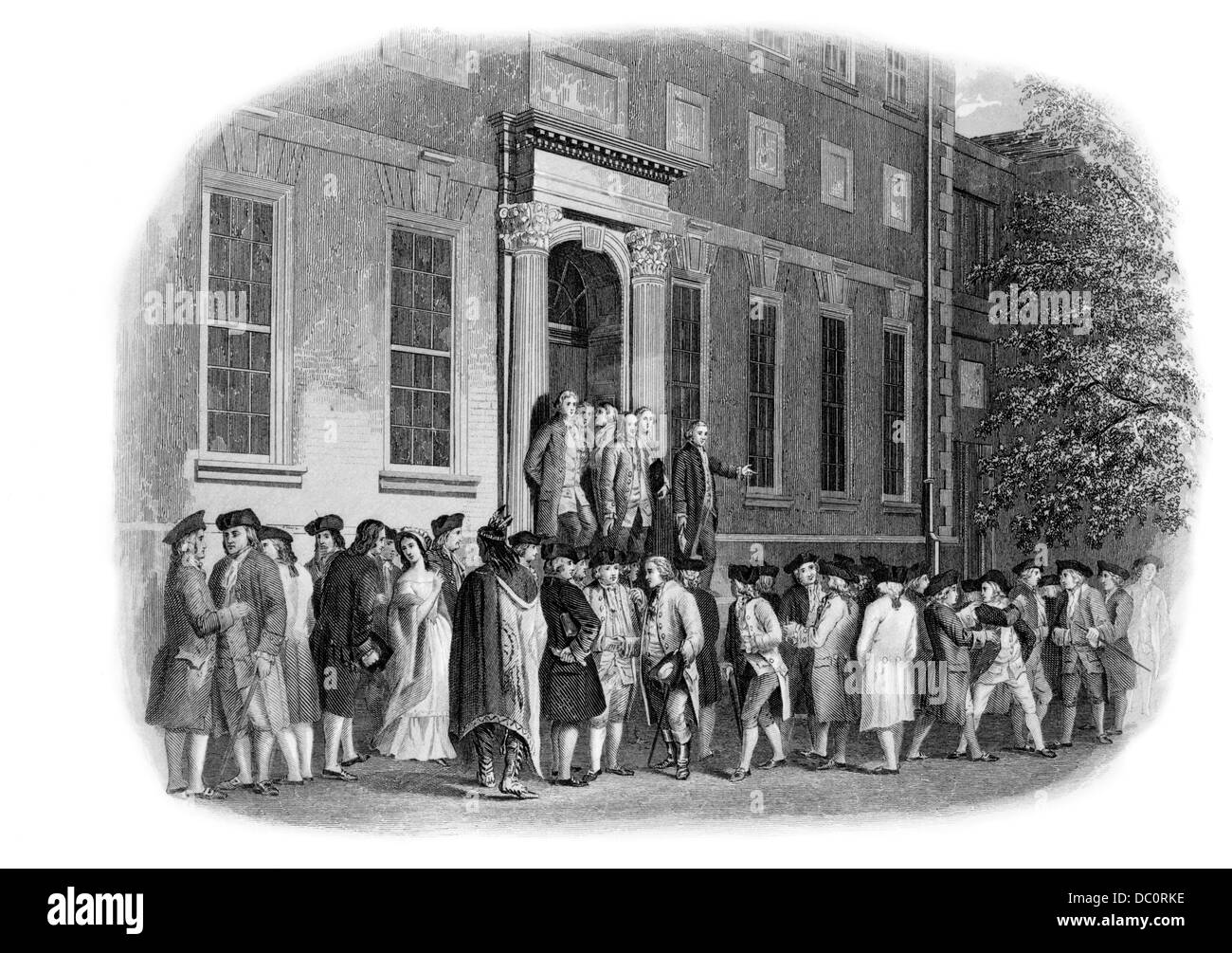 Années 1770 8 juillet 1776 LES HOMMES SE SONT RÉUNIS À L'EXTÉRIEUR Philadelphia Pennsylvania State House pour l'ANNONCE DE LA DÉCLARATION D'INDÉPENDANCE Banque D'Images
