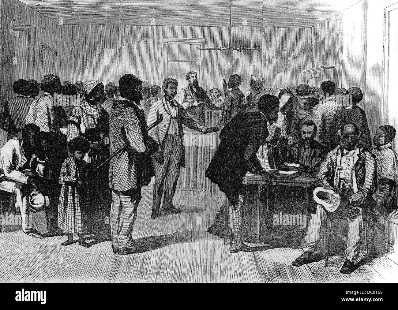 1800 1860 DE L'INTÉRIEUR DU BUREAU FREEDMEN RICHMOND VIRGINIA 1866 APRÈS LA GUERRE DE L'ÈRE DE LA RECONSTRUCTION DE L'AMÉRIQUE Banque D'Images