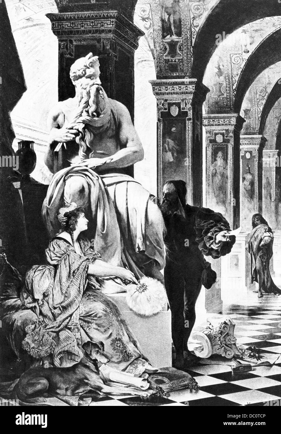 1500s 1530s MICHELANGELO AVEC Vittoria Colonna À CÔTÉ DU SCULPTEUR, une statue de Moïse amis passionnés et dévoués Banque D'Images