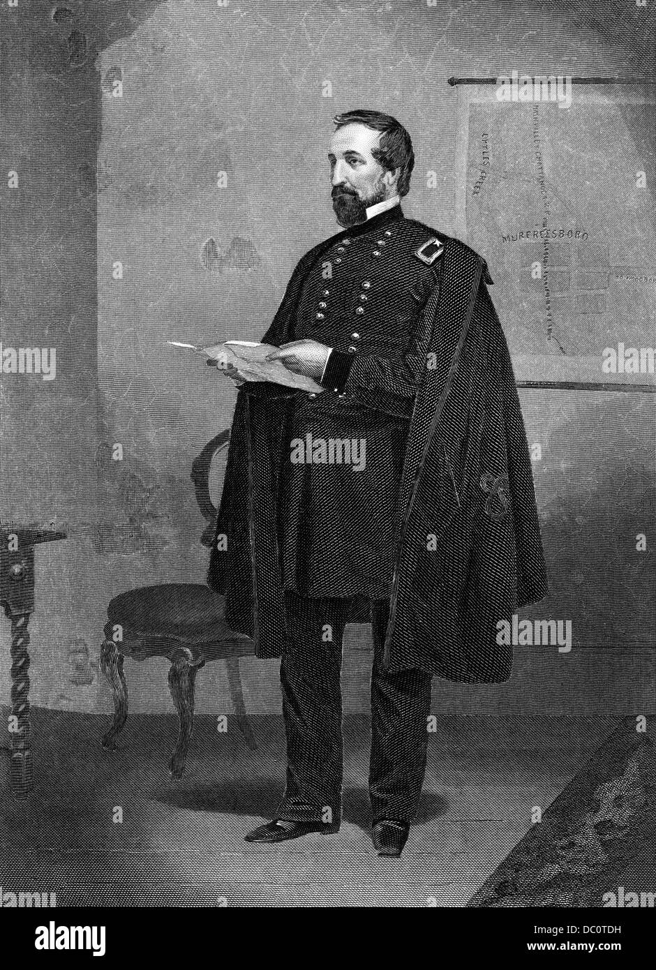 1800s 1860s PORTRAIT WILLIAM STARKE ROSECRANS GÉNÉRAL DE L'UNION PENDANT LA GUERRE CIVILE AMÉRICAINE Banque D'Images