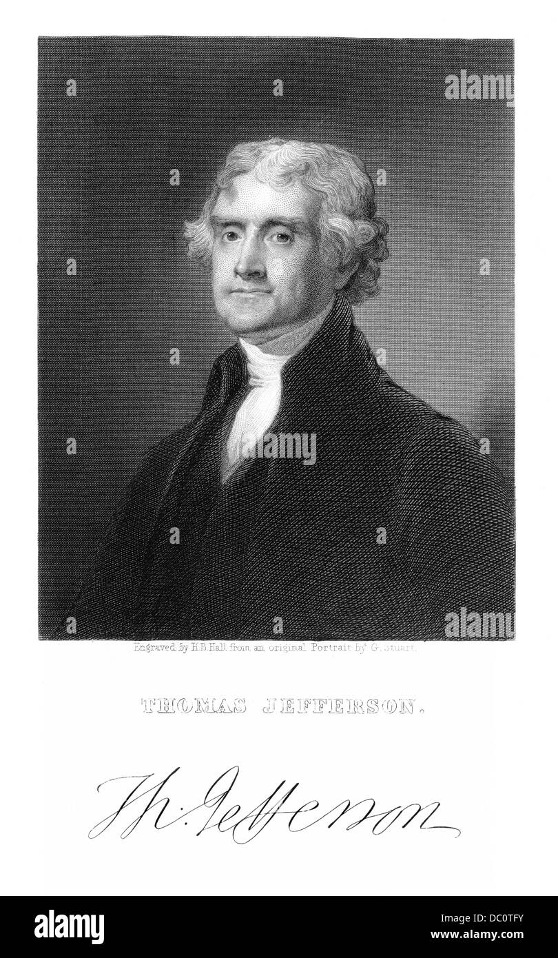 Années 1700 Années 1770 1776 Portrait de Thomas Jefferson troisième président des États-Unis d'Amérique DÉCLARATION D'INDÉPENDANCE DE L'AUTEUR Banque D'Images