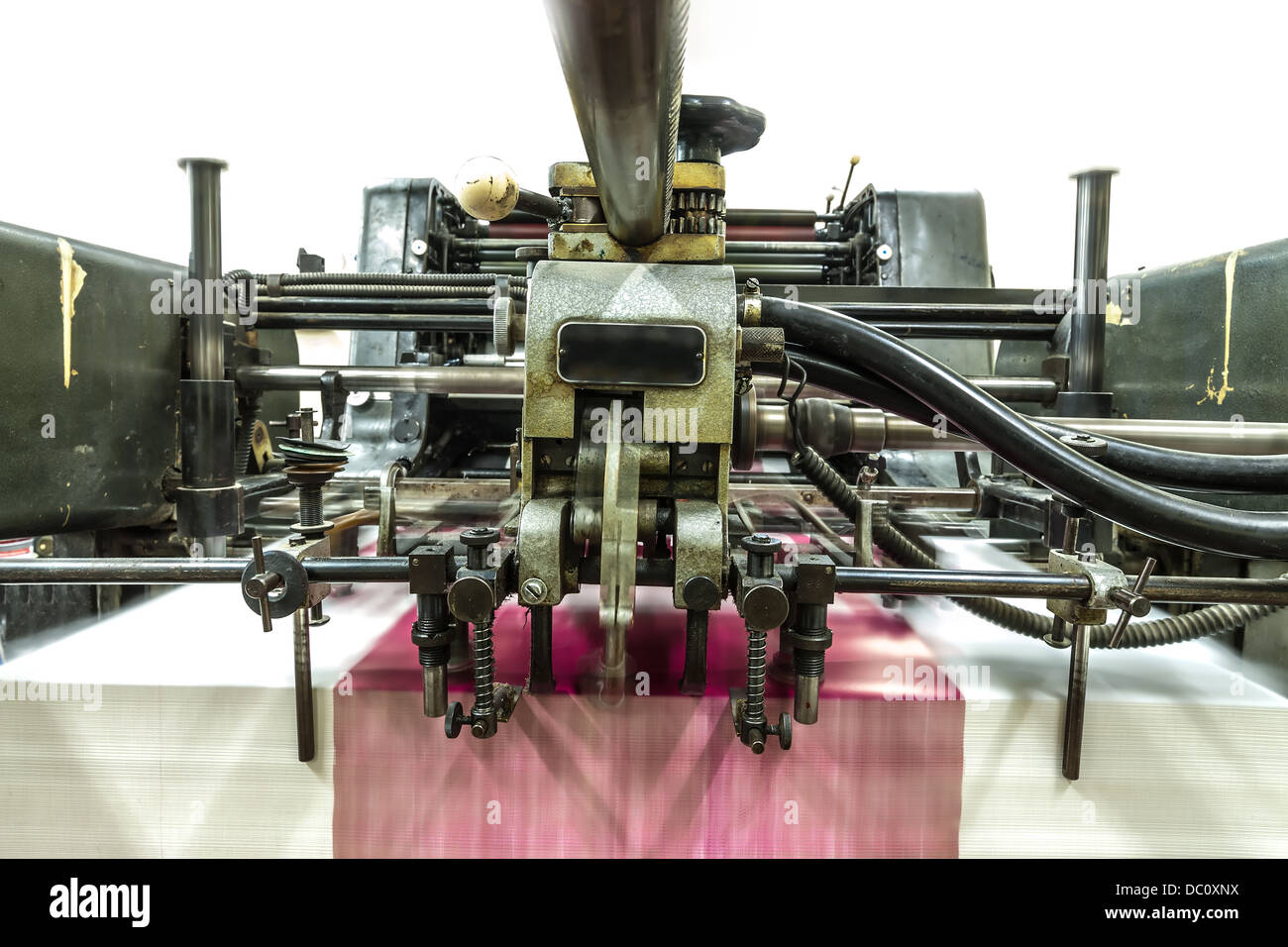 Vue d'un élément d'une machine dans un document de l'industrie. Il montre une partie de la machine dans un processus de travail. Banque D'Images