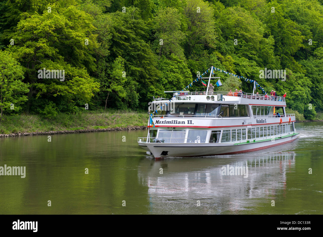 L'Europe, l'Allemagne, de Bavière, de Weltenbourg, gorges du Danube, Maximilien II bateau d'excursion. Banque D'Images