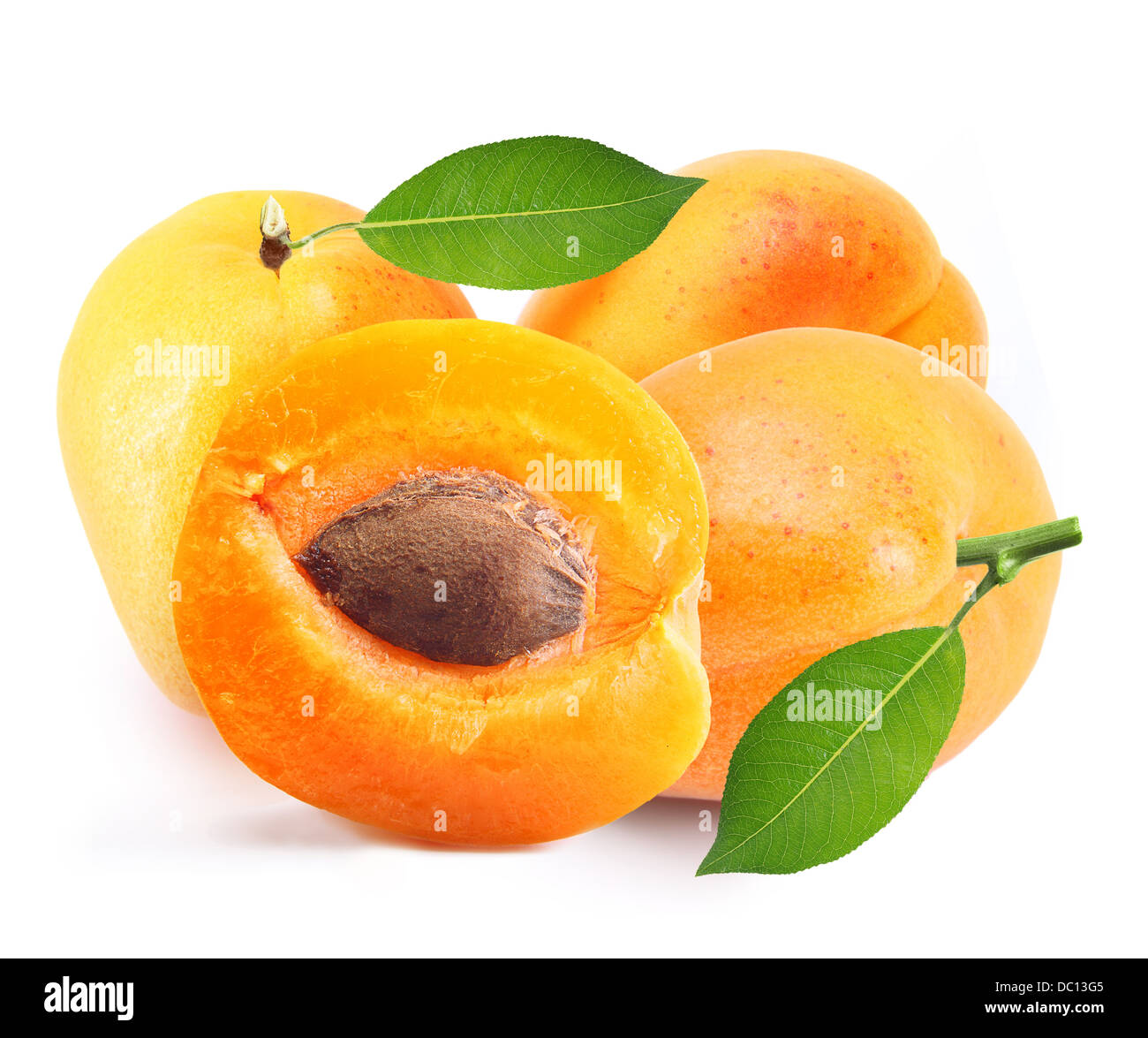 Fruit abricot avec feuille Banque D'Images