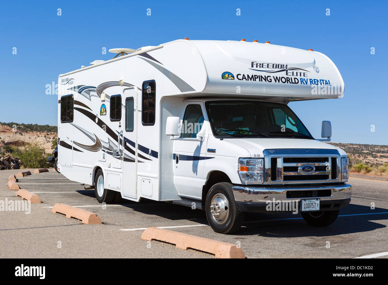 Camping World RV location van dans Canyonlands National Park, Utah, USA Banque D'Images