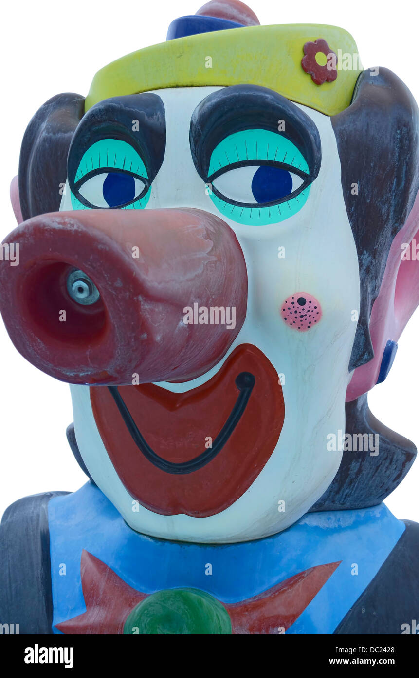 L'eau colorée de la tête de clown cracheur de close-up Coupé Banque D'Images
