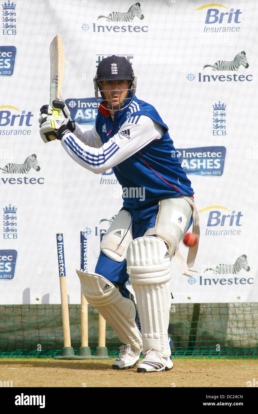 Chester Le Street, au Royaume-Uni. 07Th Aug 2013. Kevin Pietersen pendant la session de formation officielle avant l'Investec Cendres 4e test match à l'Emirates Stadium, Riverside, 07 août 2013 à Londres, en Angleterre. Credit : Mitchell Gunn/ESPA/Alamy Live News Banque D'Images