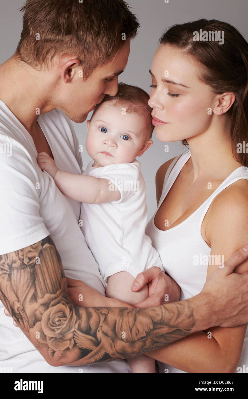 Mère et père avec bébé fille Banque D'Images