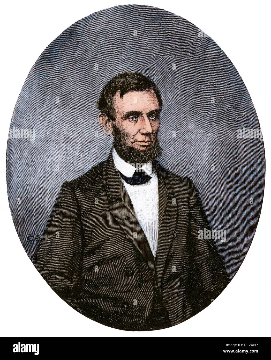 Le président Abraham Lincoln en octobre 1861. À la main, gravure sur bois Banque D'Images