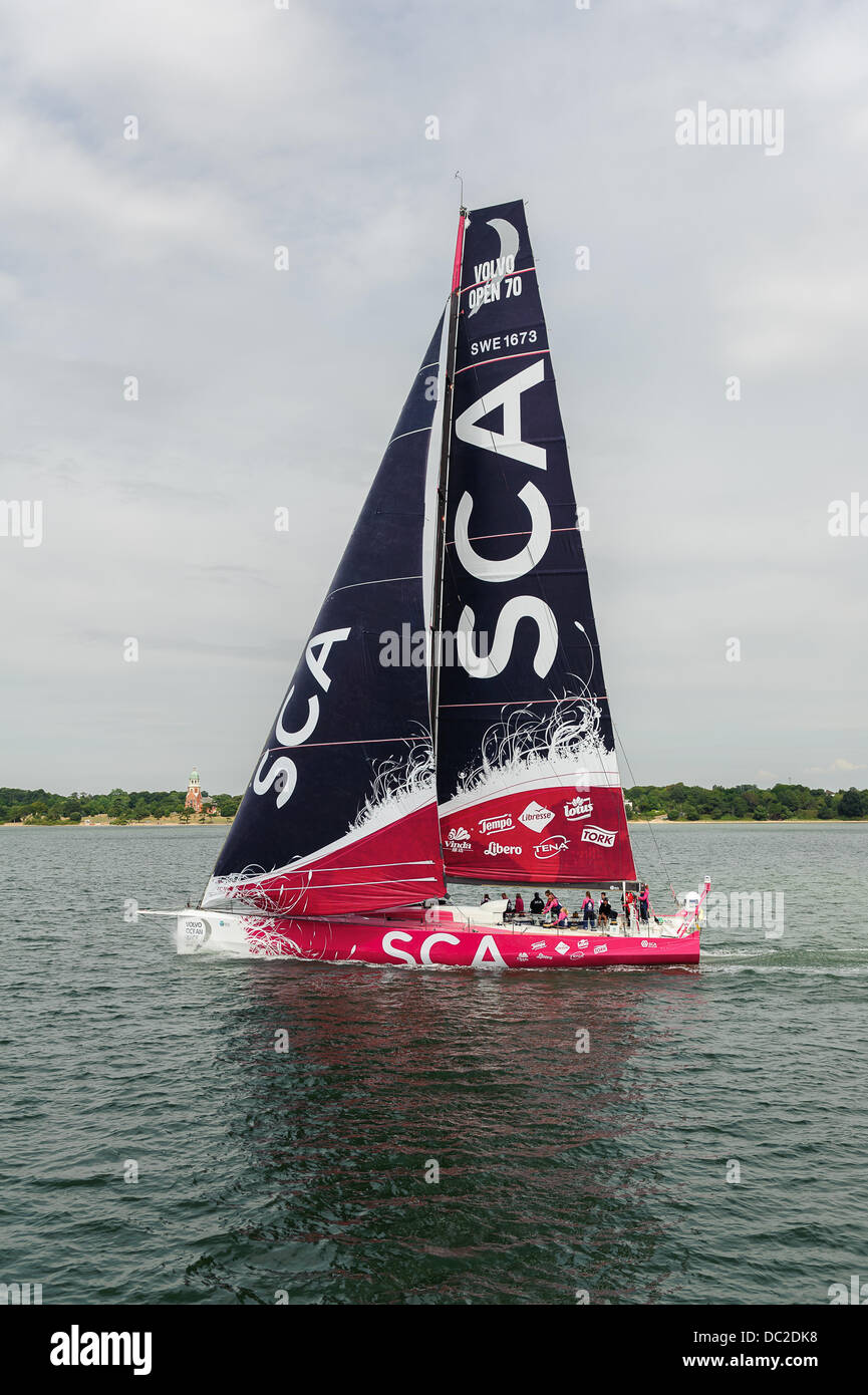 Volvo Ocean Race est une course à la voile autour du monde. Au prochain tour, 2014-2015, SCA participe avec un bateau et un équipage entièrement féminin. Banque D'Images