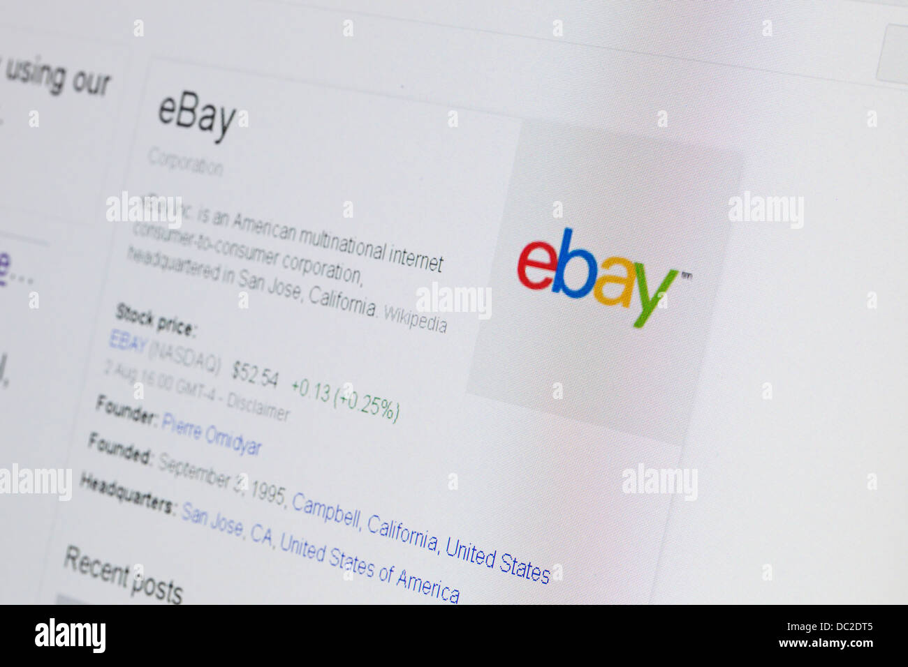 Information sur le navigateur et le logo d'ebay Banque D'Images