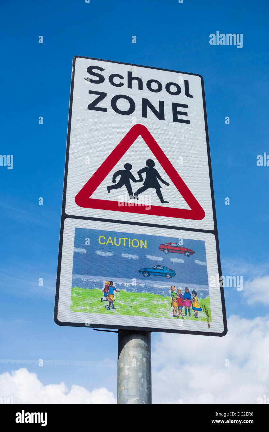 Zone scolaire road sign Banque D'Images