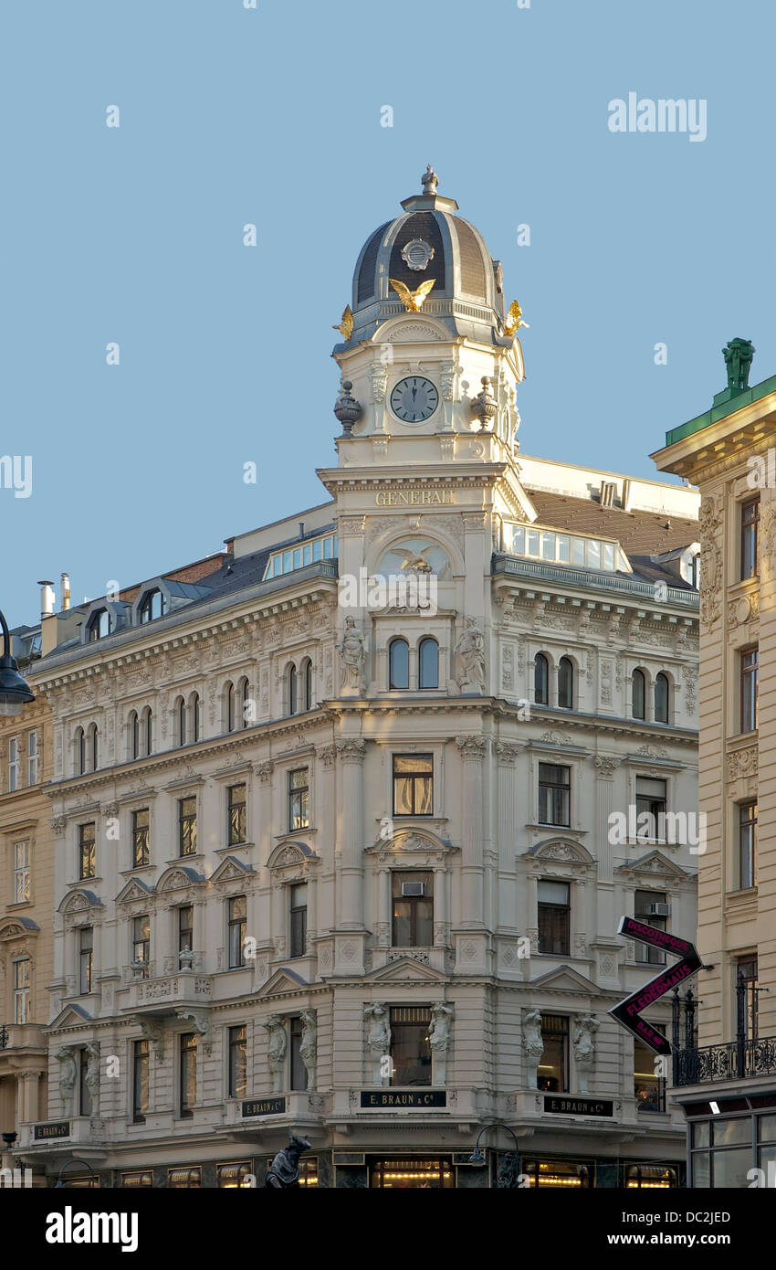 Un bâtiment, sur la célèbre 'avenue' Graben, Vienne, Autriche. Banque D'Images