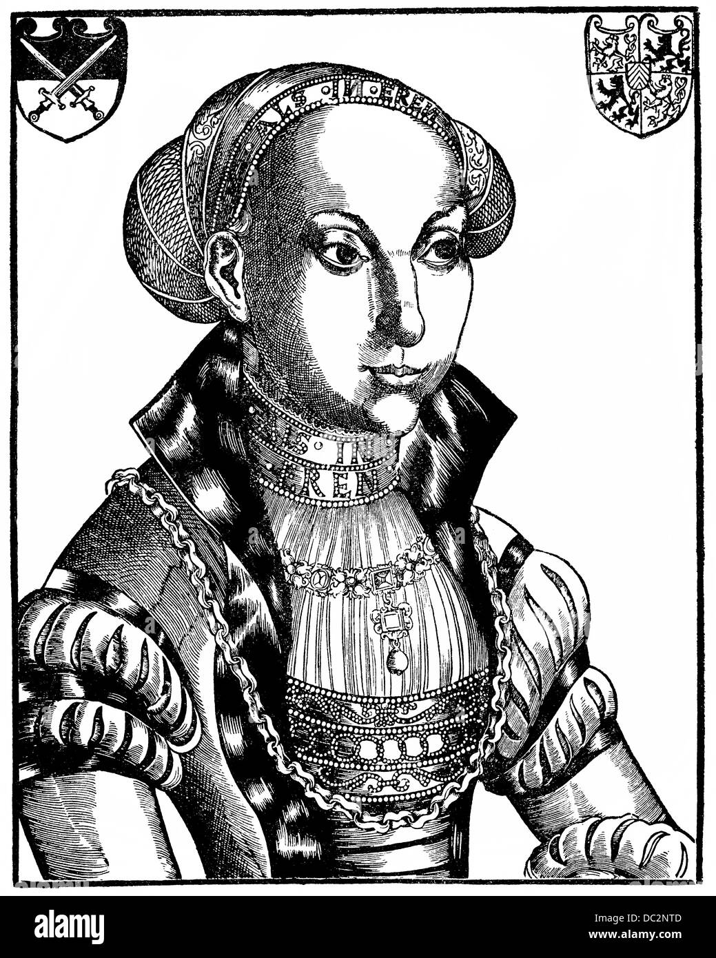 Portrait de Sibylle von Juelich-Kleve-Berg, Sybille de Clèves, 1512 - 1554, l'Électeur de Saxe Banque D'Images