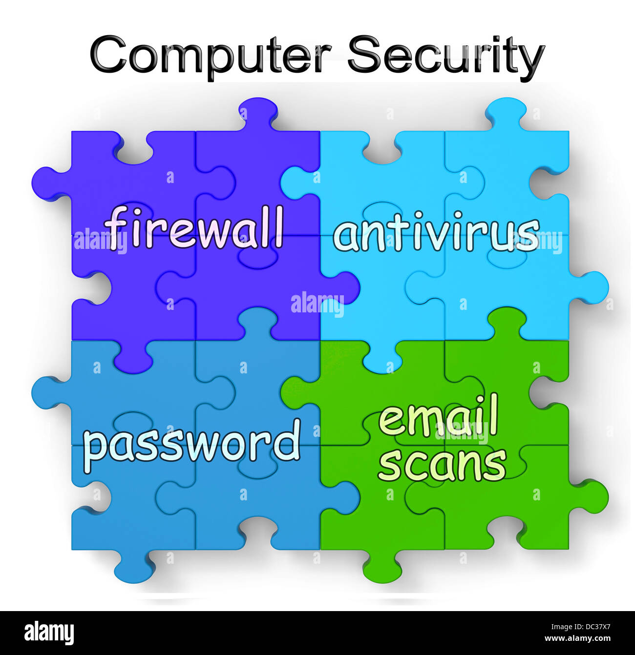 La sécurité informatique antivirus et pare-feu montre Puzzle Banque D'Images